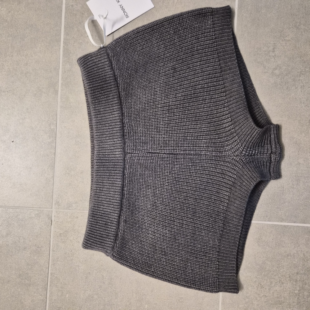 Ronny Kobo Neoma Grey Ribbed Knit Mini Shorts